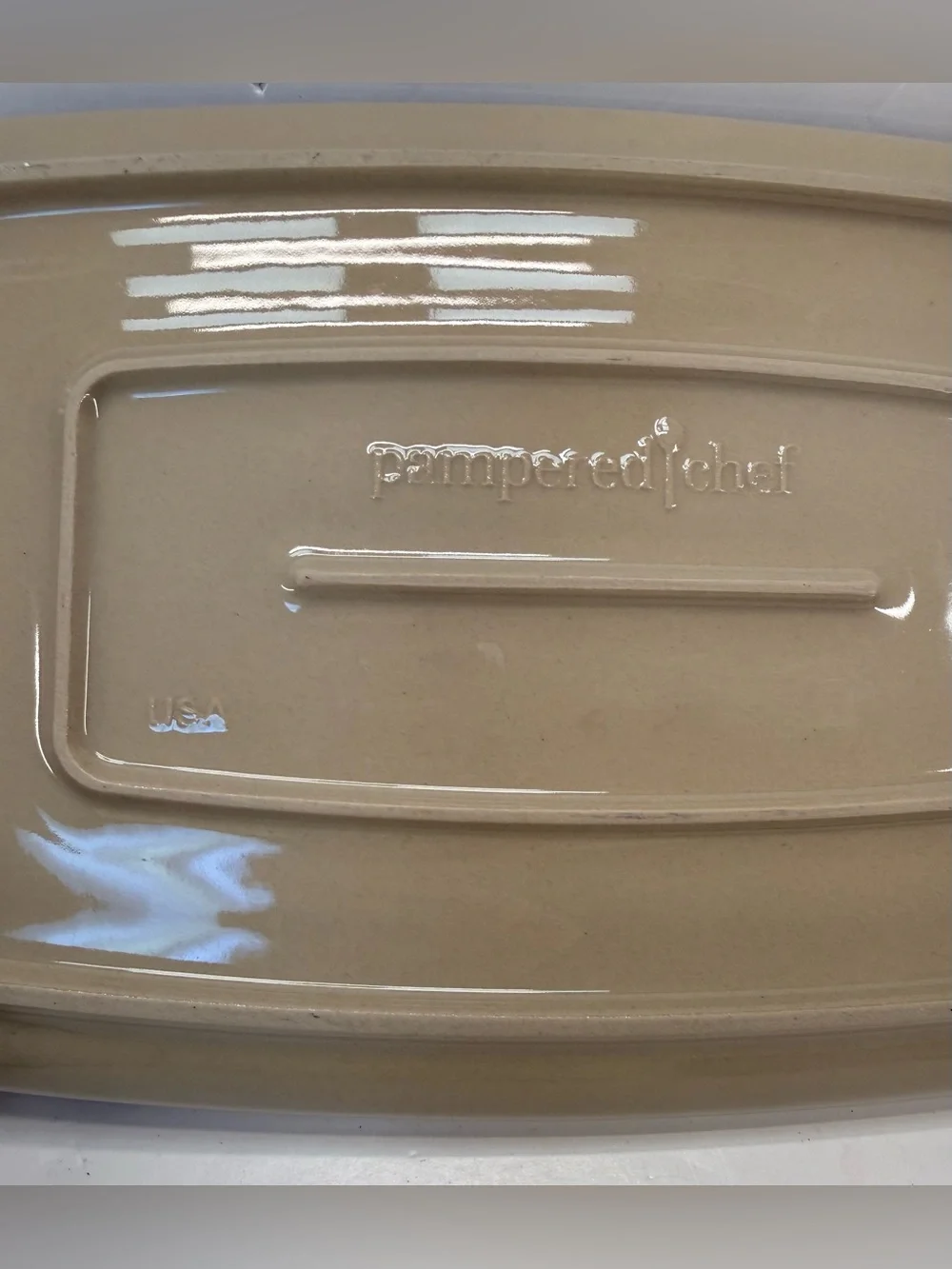 Pampered Chef Glazed stoneware brown and Beige Rectangular Platter